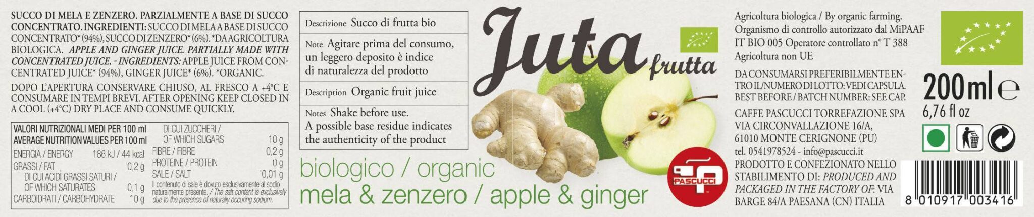 Succo di mela e zenzero bio Juta Frutta (6 pezzi) - immagine 2