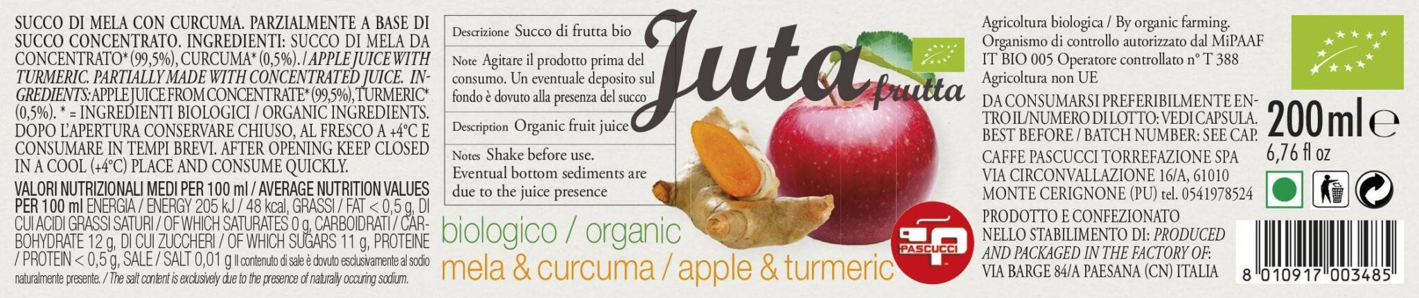 Succo di mela e curcuma bio Juta Frutta - immagine 2