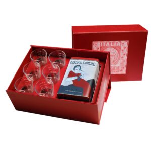 Scatola Italia COM12 (latta con caffè Golden moka 250 g + 6 bicchieri Caffeino)