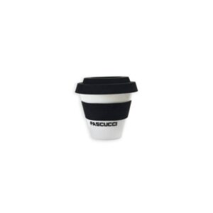 Tazza caffè da asporto in porcellana con fascia nera