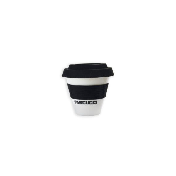 Tazza caffè da asporto in porcellana con fascia nera