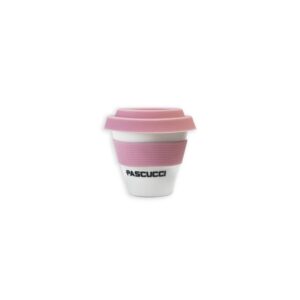 Tazza caffè da asporto in porcellana con fascia rosa