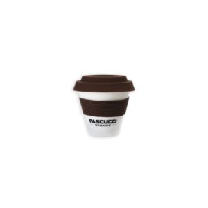 Tazza caffè da asporto in porcellana con fascia marrone