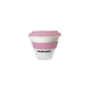 Tazza cappuccino da asporto in porcellana con fascia rosa