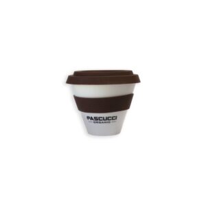 Tazza cappuccino da asporto in porcellana con fascia marrone