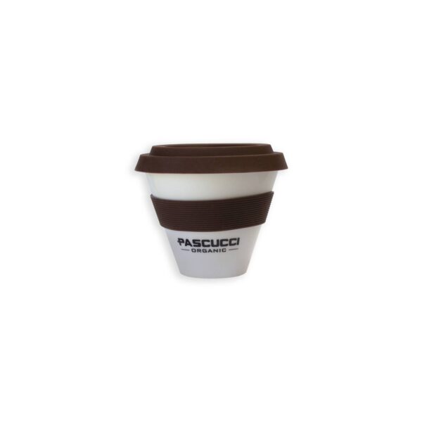 Tazza cappuccino da asporto in porcellana con fascia marrone