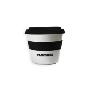 Tazza mug da asporto in porcellana con fascia nera