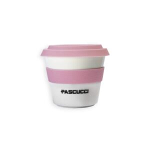 Tazza mug da asporto in porcellana con fascia rosa