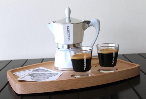 Combo Vassoio in legno XLVI + Bicchieri “Caffeino” + Caffè Bio macinato moka 250 g - immagine 2
